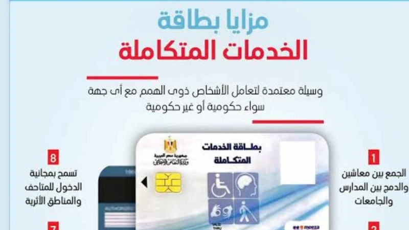 بطاقة الخدمات المتكاملة للمعاقين والحالات المستفيدة منها قامت وزارة الصحة والسكان المصرية بالإعلان عن الحالات التي تستحق استخراج بطاقة الخدمات