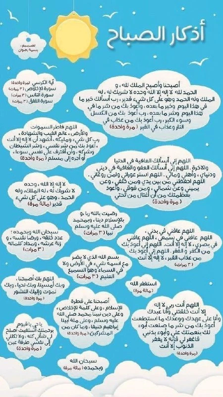 أذكار الصباح أثابنا وأثابكم الله