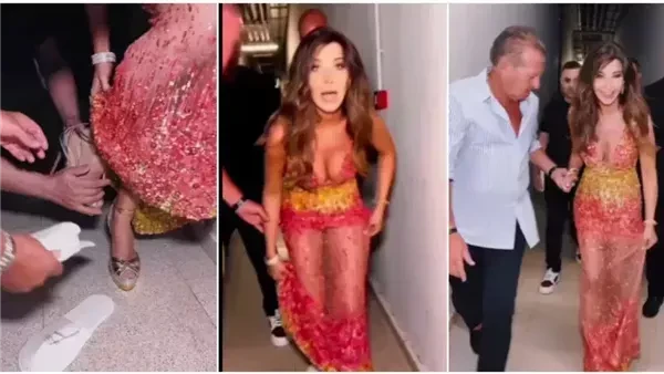نانسي عجرم في كواليس حفل قبرص نانسي عجرم تخلع حذائها في كواليس حفل قبرصنشرت النجمة اللبنانية نانسي عجرم فيديو مرح لها من كواليس حفلها الأخير في قبرص،