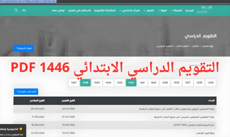 بعد التعديل..التقويم الدراسي 1446 فصلين الاختبارات والاجازات الرسمية في السعوديةيتخلل التقويم الدراسي 1446 السعودية مجموعة من العطلات والإجازات