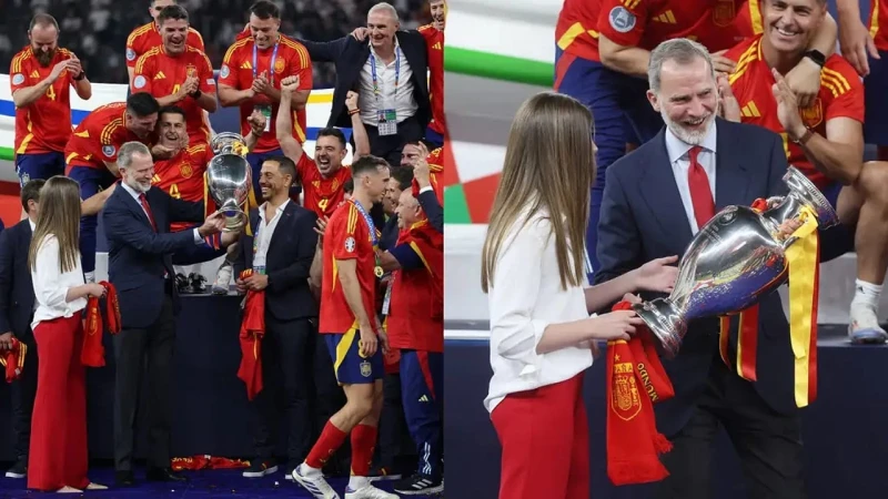-أميرة إسبانيا تحرج والدها خلال مراسم تسليم كأس أوروبا .. فيديو .. اخبار رياضية، أميرة إسبانيا تحرج والدها خلال مراسم تسليم كأس أوروبا فيديو،تسببت