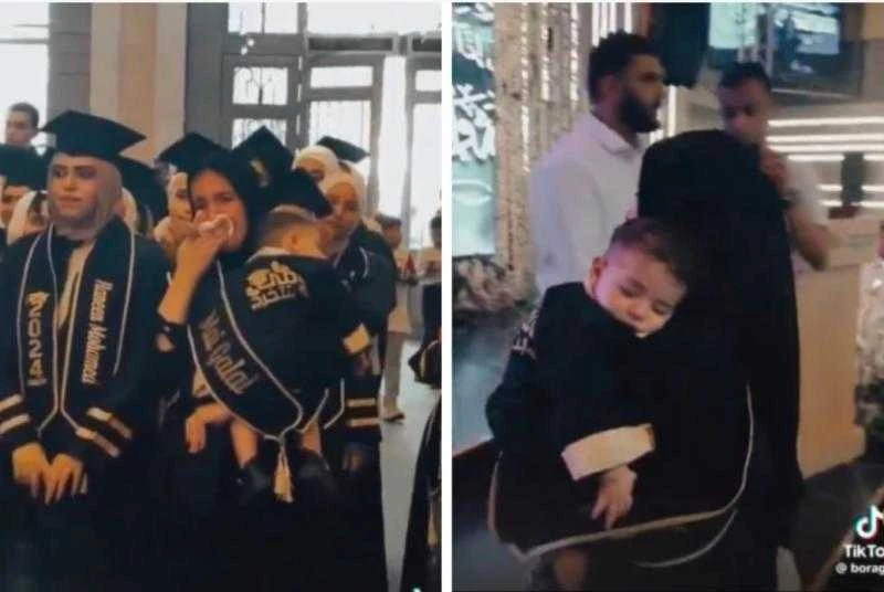 ..مقطع مؤثر.. شاهد: طفل رضيع يتسلم شهادة تخرج والدته المتوفاة..تفاصيل تتابع الان تفاصيل ما ورد عن مقطع مؤثر.. شاهد: طفل رضيع يتسلم شهادة تخرج والدته