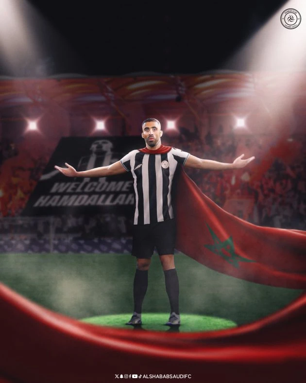 -رسميا.. الشباب يعلن التعاقد مع حمدالله .. سبورت، رسميا الشباب يعلن التعاقد مع حمدالله،أعلن نادي الشباب رسميا عن ضم المغربي عبدالرزاق حمدالله، قادما