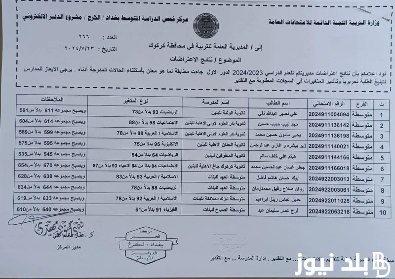 استعلم الان نتائج اعتراضات الثالث متوسط 2024 الدور الاول بالرقم الامتحاني عبر موقع وزارة التربية العراقية .. .() ارتفعت عمليات البحث الاخيرة من قبل