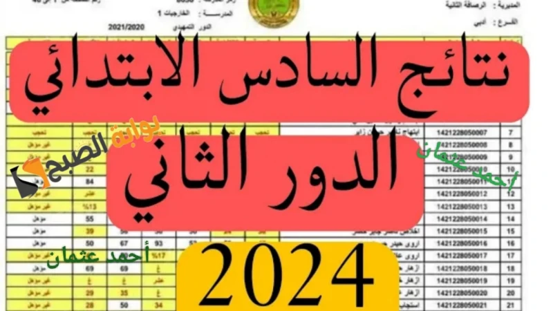 الدور الثاني.. رابط نتائج السادس الابتدائي 2024 نينوى من وزارة التربية العراقية (الأنبار- كركوك)رابط نتائج السادس الابتدائي 2024 نينوى وهي من