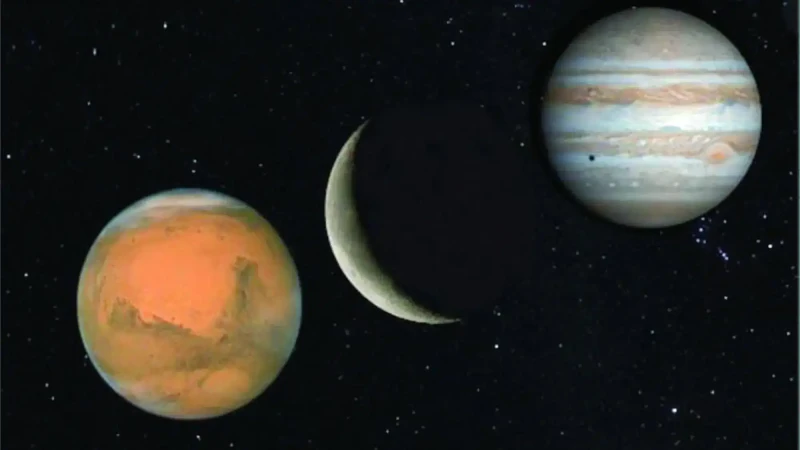 يقترب كلا من كوكبي المريخ والمشتري في سماء الليل من أقرب نقطة لهما في هذا العقد، ويقترب الكوكبين من بعضهما البعض من وجهة نظرنا يوم الأربعاء القادم،