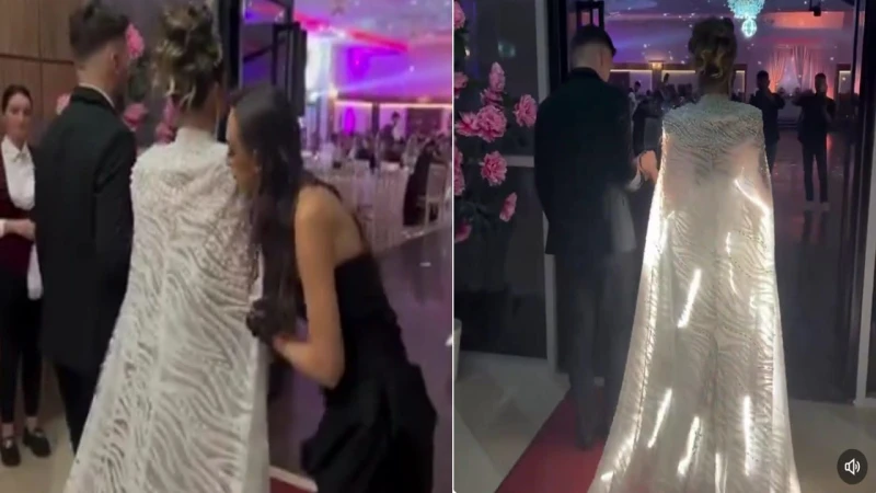 بالأنوار .. عروس تبتكر طريقة جديدة للفت الأنظار لفستان زفافها .. فيديو اخر خبر شاهد المقال التالي من صحافة السعودية عن بالأنوار عروس تبتكر طريقة