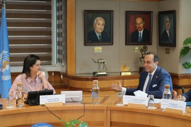 رئيس الرعاية الصحية يلتقي مدير إقليم شرق المتوسط لمنظمة الصحة العالميةالتقى الدكتور أحمد السبكي رئيس هيئة الرعاية الصحية، والمشرف العام على مشروع