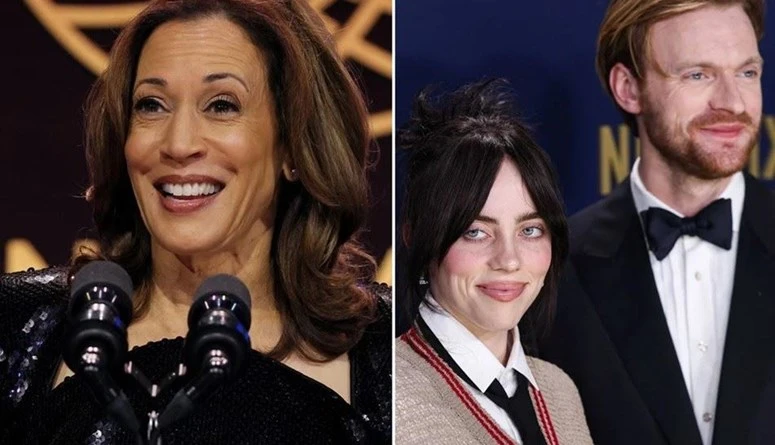 بيلي أيليش على خطى تايلور سويفت... نصوت ل كامالا هاريسفقد ظهرت أيليش (22 عاما) إلى جانب شقيقها المنتج الموسيقي، فينياس، يوم الثلاثاء، وأيدا هاريس في ترشحها للبيت الأبيض، وشجعا متاب