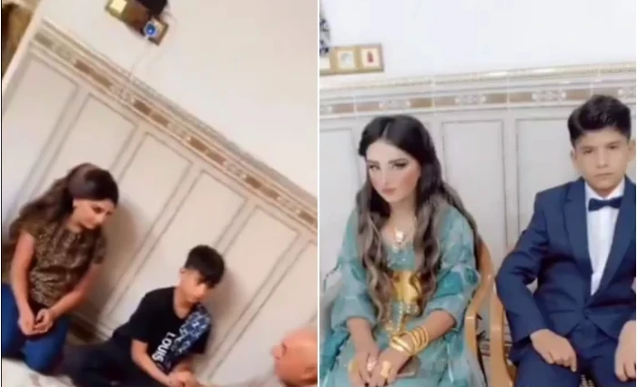 شاهد زواج طفلين في العراق يبلغان من العمر 12 عاما يثير الجدل على مواقع التواصل وثق مقطع فيديو متداول زواج طفلين من العراق، يبلغان من العمر 12