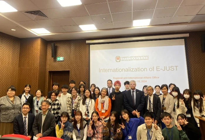 وفد من هيئة التعليم بمجلس حكومة طوكيو يزور الجامعة المصرية اليابانية استقبل الدكتور عمرو عدلي رئيس الجامعة المصرية اليابانية للعلوم والتكنولوجيا (-)