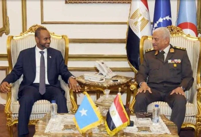 وزير الدفاع يبحث مع نظيره الصومالي التطورات الإقليمية(فيديو) التقى الفريق أول عبد المجيد صقر القائد العام للقوات المسلحة وزير الدفاع والإنتاج الحربى