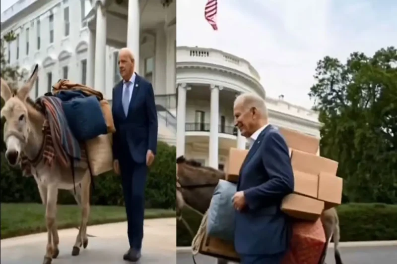 حساب ساخر لترامب علي إكس: بايدن يرحل من البيت الأبيض بالحمار كتب- أحمد عادلنشر حساب منسوب للرئيس الأمريكي المنتخب دونالد ترامب، فيديو ساخر للرئيس
