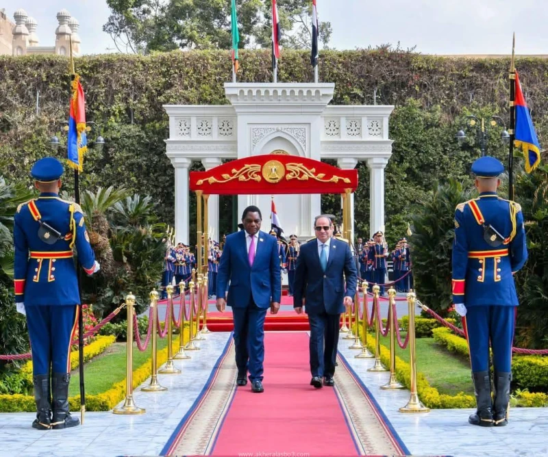 الرئيس السيسى يستقبل الرئيس الزامبي هاكيندى هيشيليما بقصر الأتحادية متابعة : وائل عباس استقبل الرئيس عبد الفتاح السيسي اليوم، بقصر الاتحادية، الرئيس