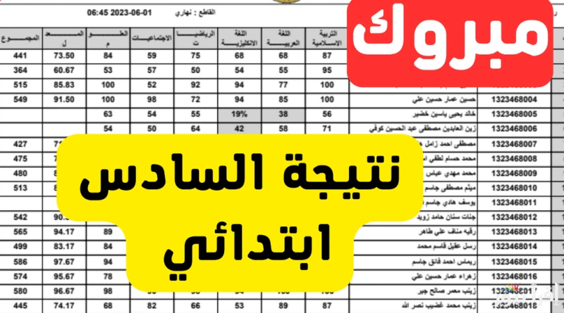 روابط نتائج السادس الابتدائي 2025 التمهيدي في العراق عموم المحافظات عبر الموقع الرسمي للوزارةيعيش طلاب الصف السادس الابتدائي التمهيدي حالة من القلق والتوتر في انتظار الإعلان عن الن