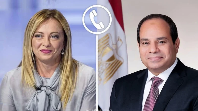 الرئيس السيسى يتلقى اتصالا هاتفيا من رئيسة الوزراء الإيطالية ميلونى متابعة : وائل عباس تلقى الرئيس عبد الفتاح السيسي اليوم، إتصالا هاتفيا من رئيسة