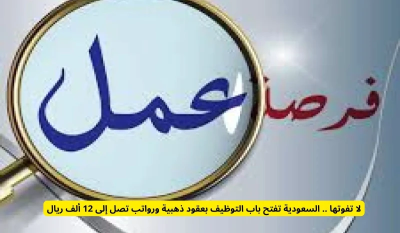 لا تفوتها .. السعودية تفتح باب التوظيف بعقود ذهبية ورواتب تصل إلى 12 ألف ريال انت الان تتابع خبر لا تفوتها .. السعودية تفتح باب التوظيف بعقود ذهبية ورواتب تصل إلى 12 ألف ريال والان