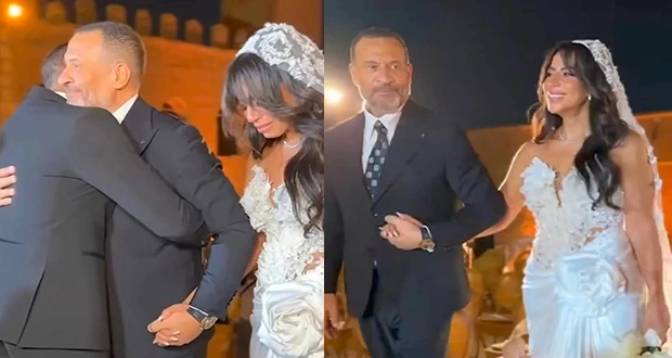 دموع ماجد المصري ترافق زفاف ابنته في قلعة صلاح الدين افاق عربية - في أجواء عائلية دافئة، احتفل الفنان ماجد المصري مساء الأربعاء بزفاف ابنته الكبرى ماهيتاب المصري، وذلك في ساحة قلعة