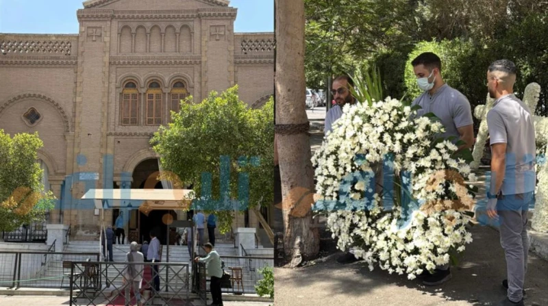 كنيسة مار مرقس تستعد لجنازة لطفي لبيب بـ"بورتريه وصلبان ورد" (صور)