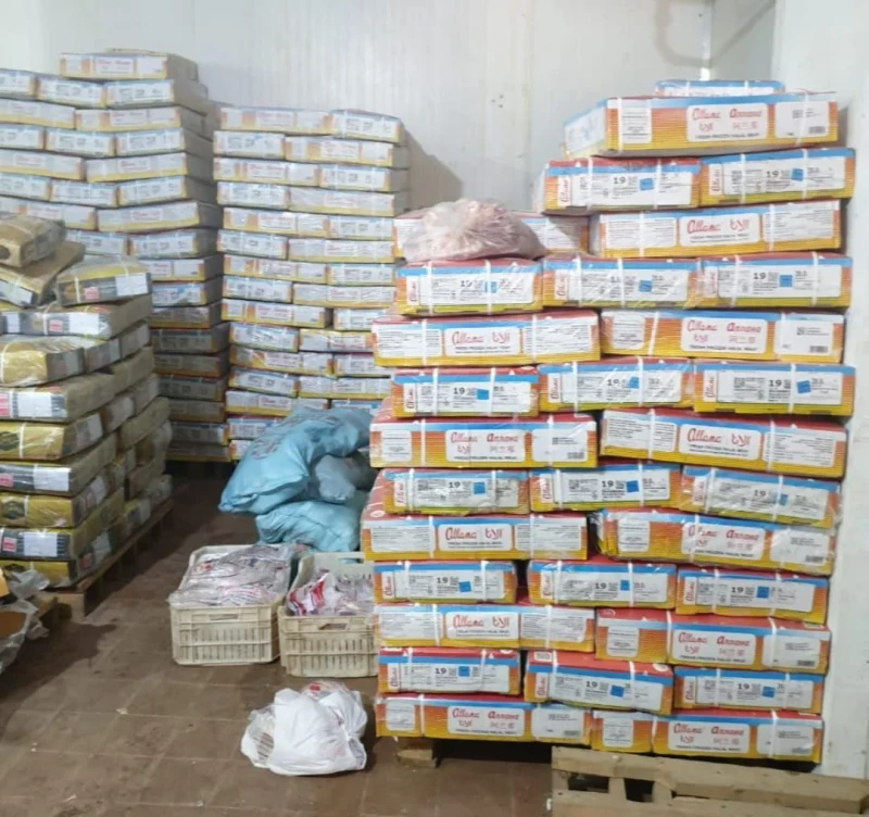 مصادرة 1.5 طن من اللحوم المجمدة و100 دجاجة غير معروفة المصدر في الشرقية