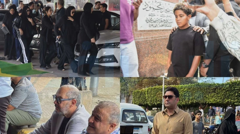 كمال أبو رية وأحمد شاكر في جنازة والد محمد رمضان، 4 صور ترصد مشاهد الحزن