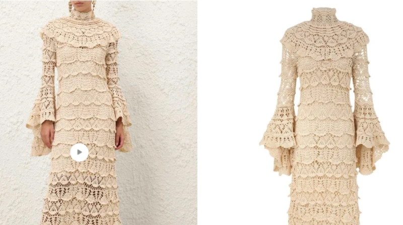 إطلالة رقيقة، ما هو سعر وماركة فستان جيلان الجباس خطيبة عمر مرموش؟