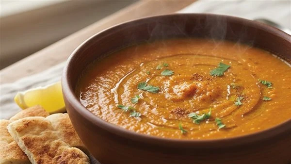 طريقة عمل شوربة العدس الأحمر بجوز الهند والزنجبيل