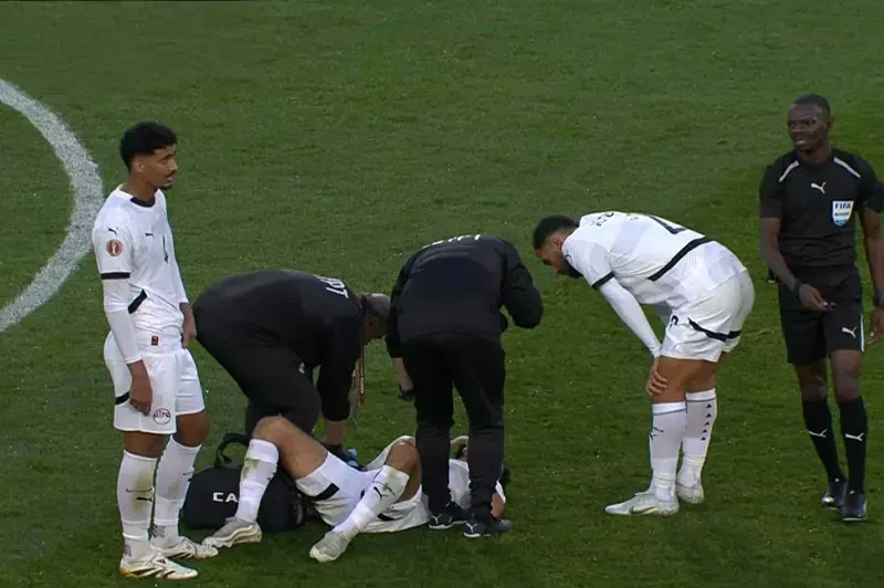 تفاصيل إصابة مهند لاشين في مباراة مصر وأنجولا