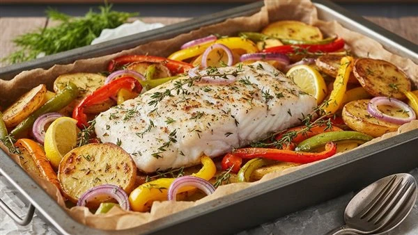 طريقة عمل صينية بطاطس بالسمك والليمون في الفرن