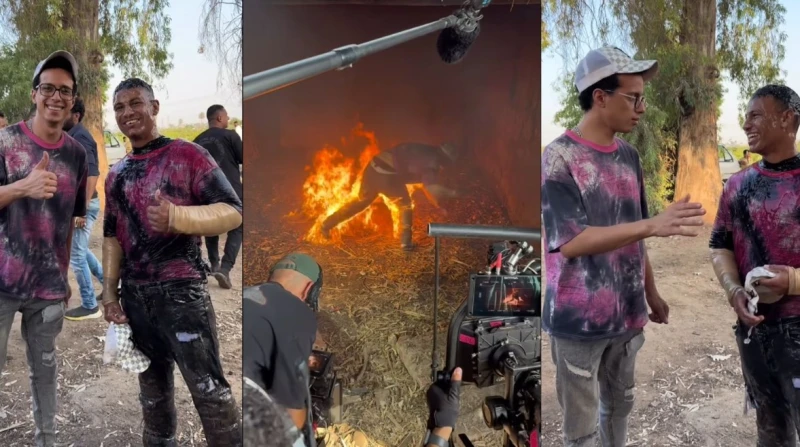 "ميكينج" فيلم "السادة الأفاضل" يكشف كواليس مشهد احتراق طه دسوقي