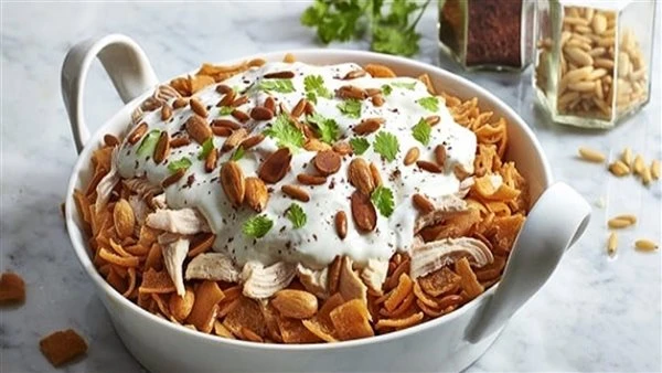 طريقة عمل فتة شاورما الفراخ، طبق سريع ولذيذ