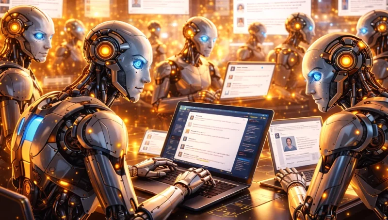 عندما تتبادل الآلات الأفكار: شبكة اجتماعية يكتبها الذكاء الاصطناعي