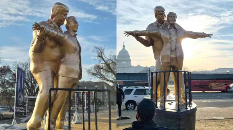 ترامب وإبستين على حافة تيتانيك. ما قصة التمثال المثير