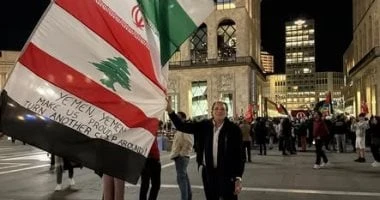 خالد يوسف يشارك فى مظاهرة بمدينة ميلانو للتضامن مع فلسطين ولبنان