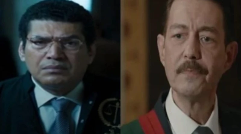 مشهد الحلقة الأخيرة. منافسة لغوية في قاعة المحكمة بين باسم سمرة وأحمد زاهر