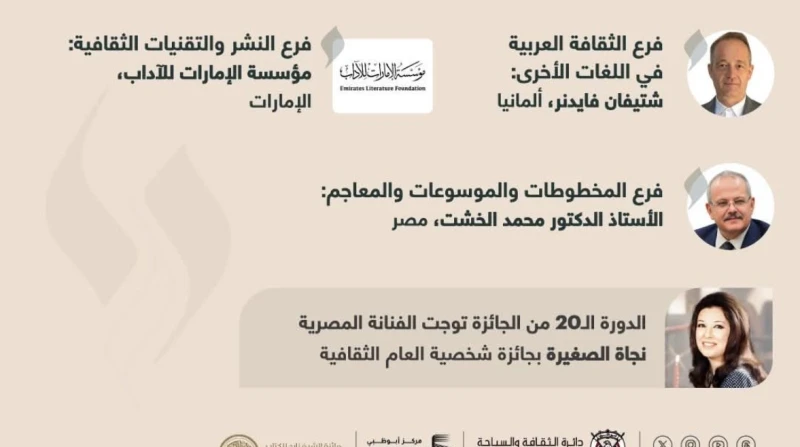 نجاة الصغيرة "شخصية العام الثقافية". الفائزون بجائزة الشيخ زايد للكتاب