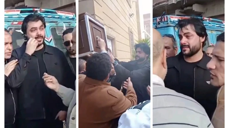 انهيار محمود حمدان في جنازة والده بالبحيرة. وإبراهيم السمان يواسيه