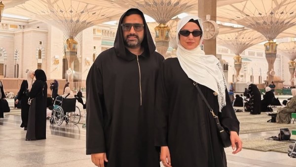 درة تشارك برفقة زوجها في المسجد النبوي